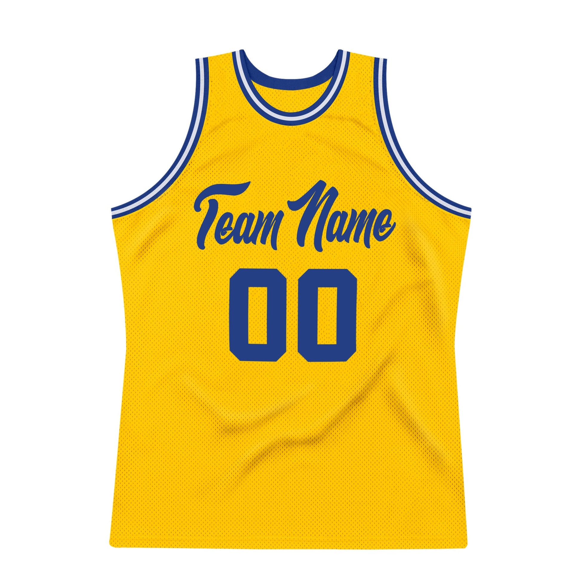 Custom Gold Royal-White Authentic Throwback Basketball Jersey view 7
