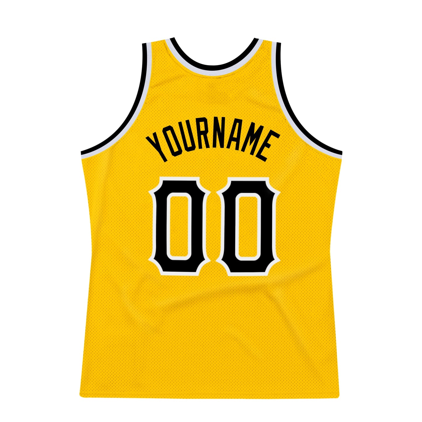 Custom Gold Black-White Authentic Throwback Basketball Jersey view 6