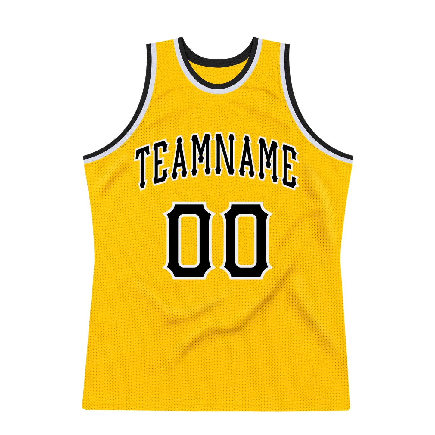 Custom Gold Black-White Authentic Throwback Basketball Jersey view 7