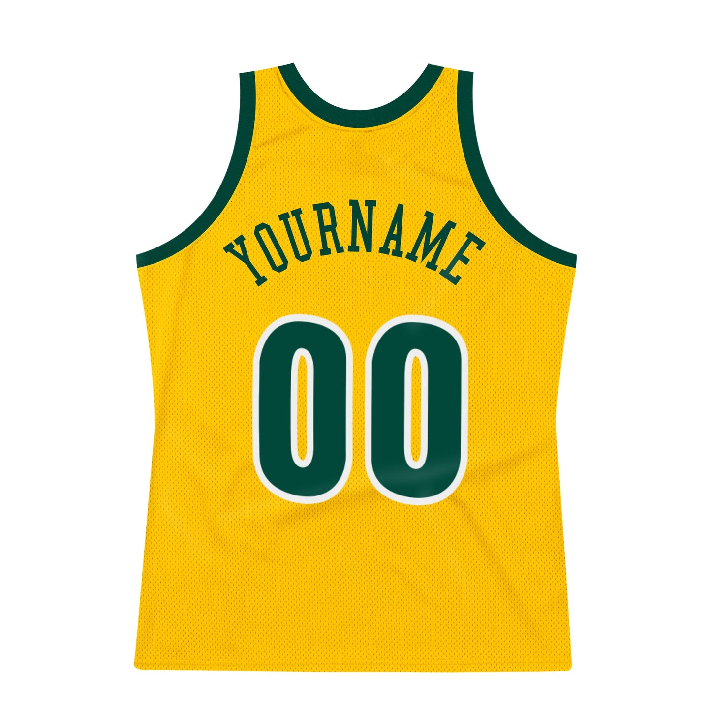 Custom Gold Hunter Green-White Authentic Throwback Basketball Jersey view 5