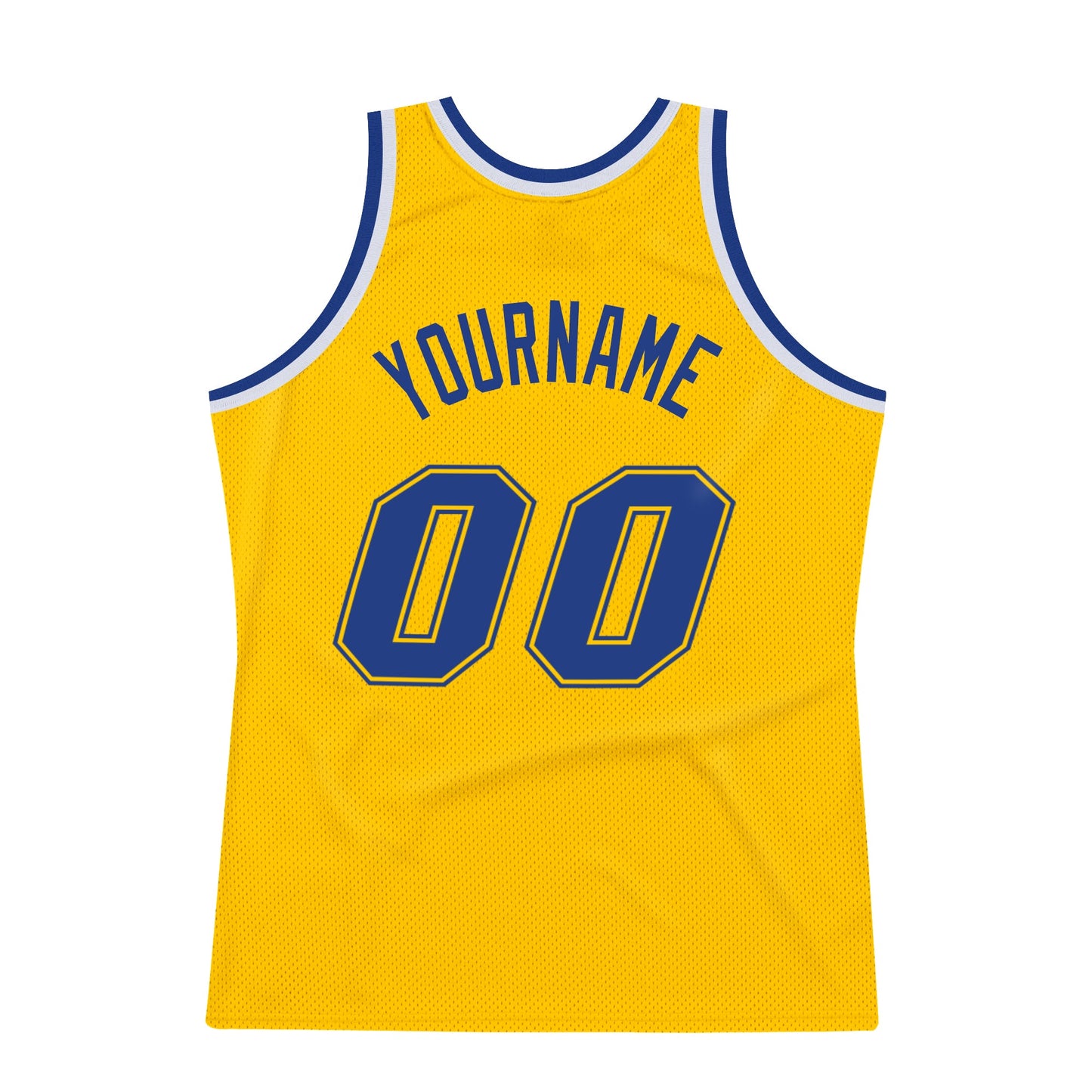 Custom Gold Royal-White Authentic Throwback Basketball Jersey view 5