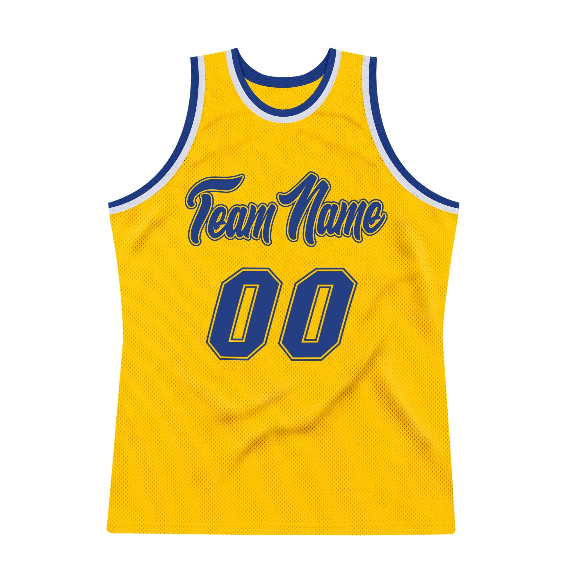 Custom Gold Royal-White Authentic Throwback Basketball Jersey view 6