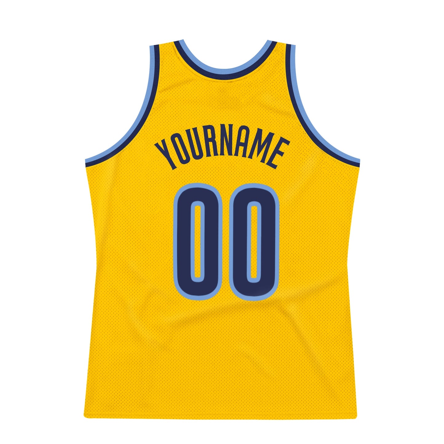 Custom Gold Navy-Light Blue Authentic Throwback Basketball Jersey view 5