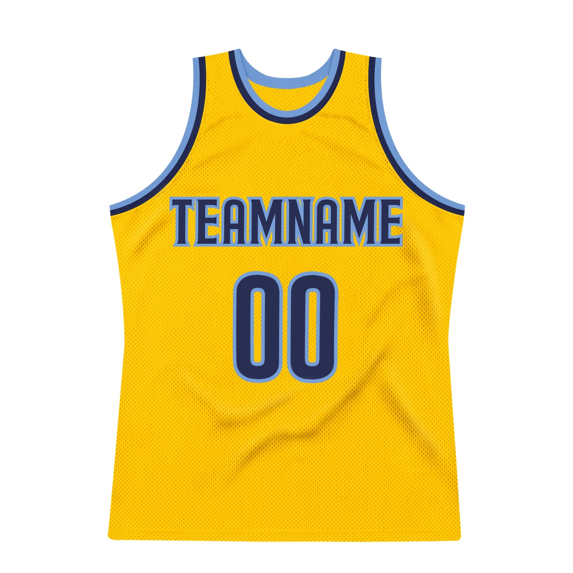 Custom Gold Navy-Light Blue Authentic Throwback Basketball Jersey view 6