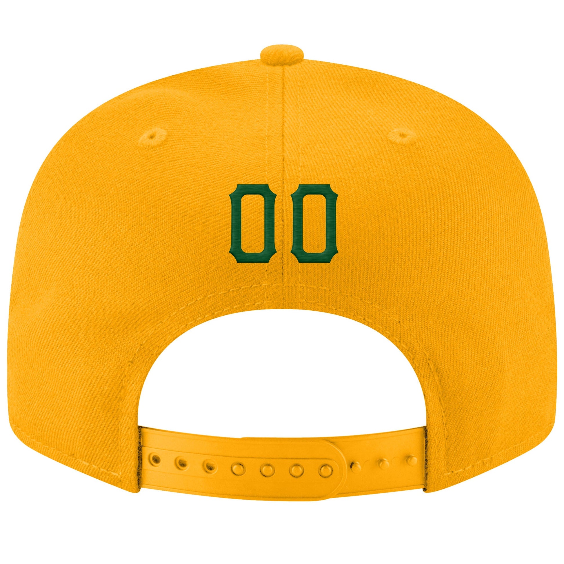 Custom Gold Green-White Stitched Adjustable Snapback Hat view 3
