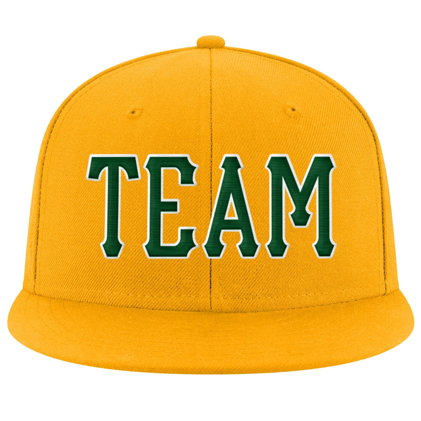 Custom Gold Green-White Stitched Adjustable Snapback Hat view 2