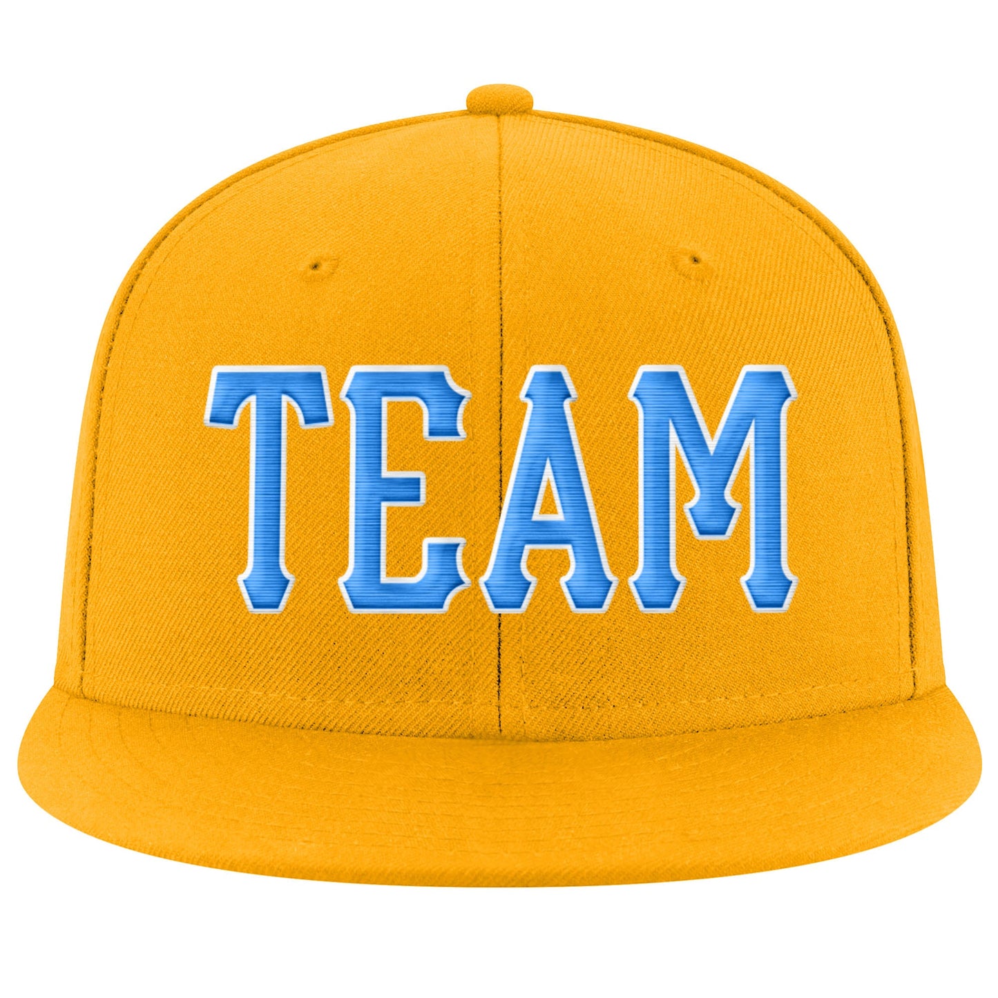 Custom Gold Powder Blue-White Stitched Adjustable Snapback Hat view 2