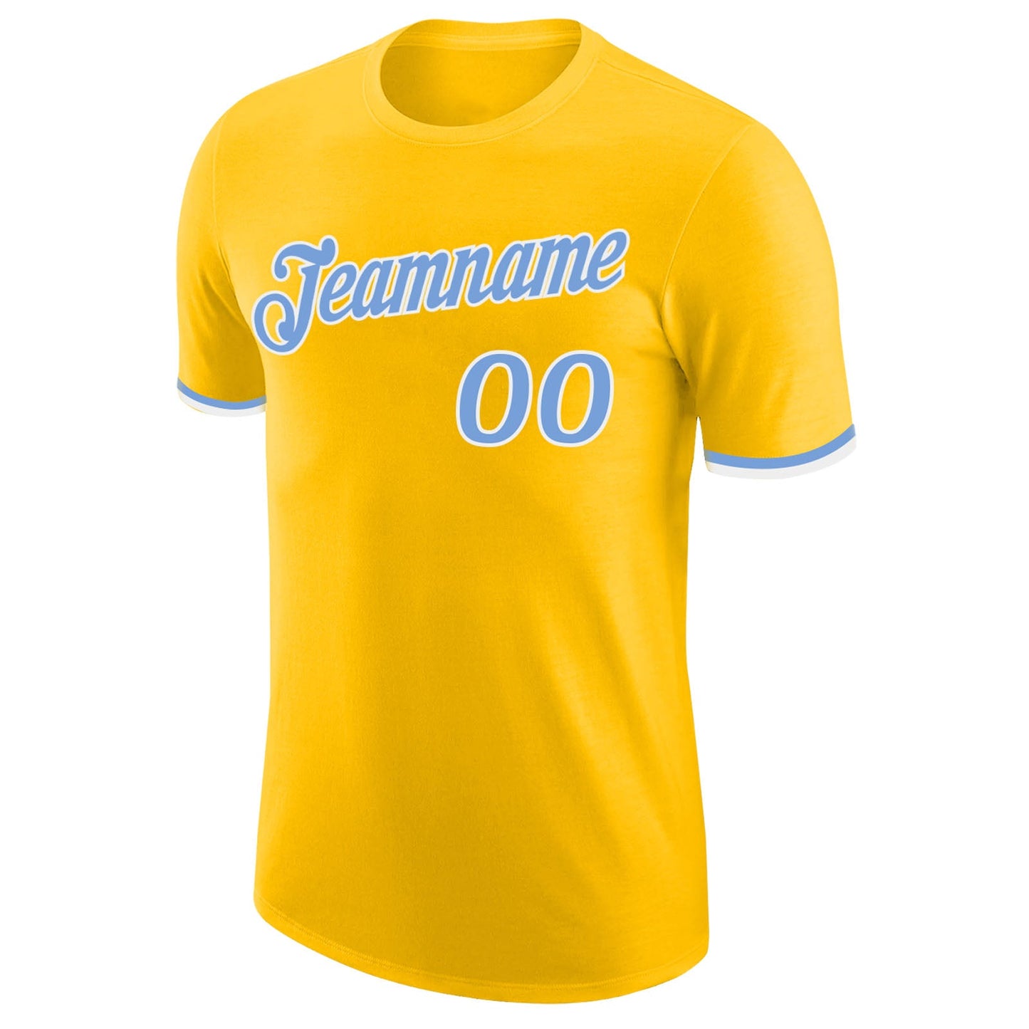 Custom Gold Light Blue-White Performance T-Shirt view 5