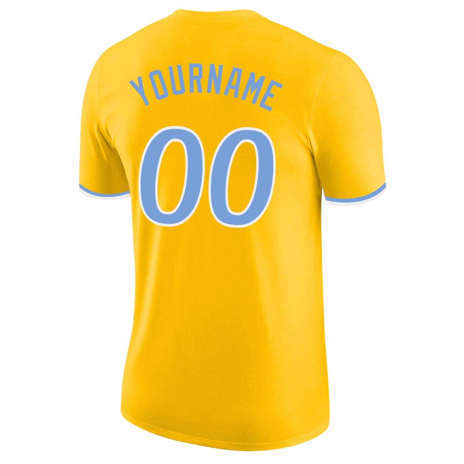 Custom Gold Light Blue-White Performance T-Shirt view 6