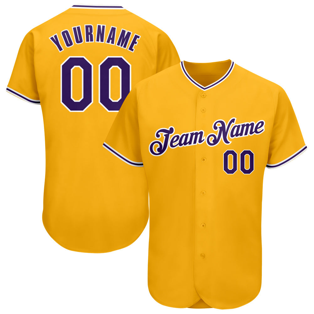 Custom Gold Navy-Light Blue Authentic Baseball Jersey - Main View