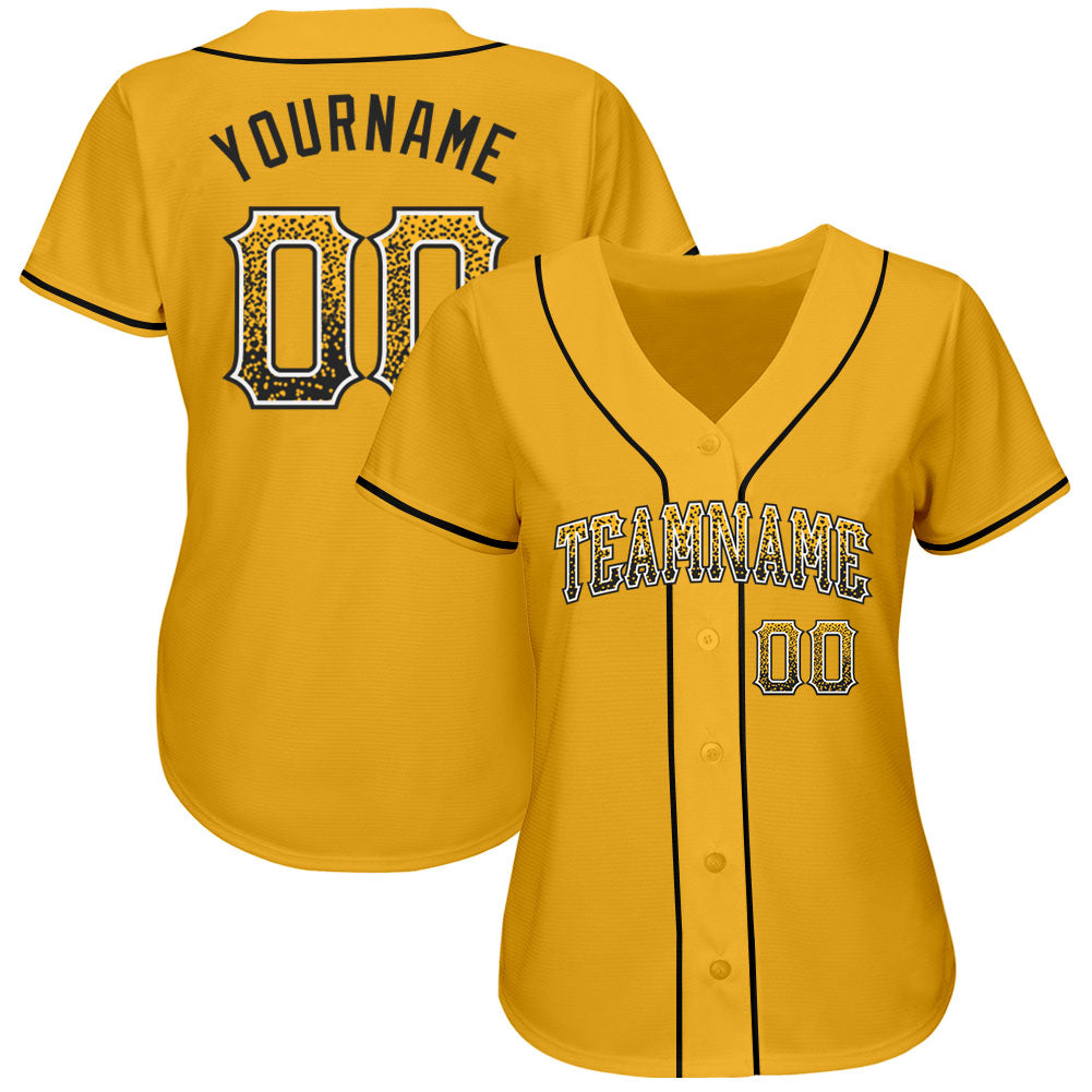 Custom Gold Black-White Authentic Drift Fashion Baseball Jersey view 2