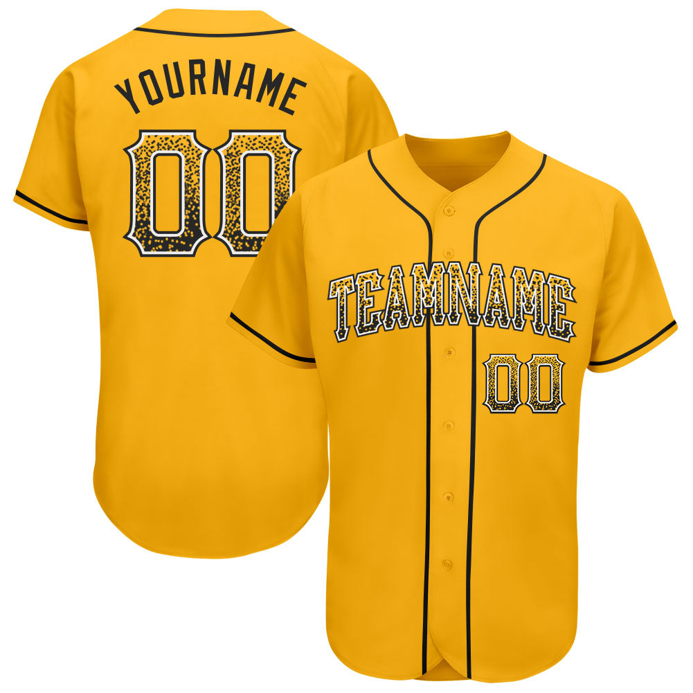 Custom Gold Black-White Authentic Drift Fashion Baseball Jersey - Main View