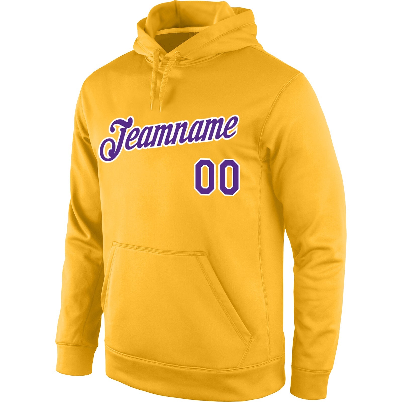 Custom Stitched Gold Purple-White Sports Pullover Sweatshirt Hoodie view 2