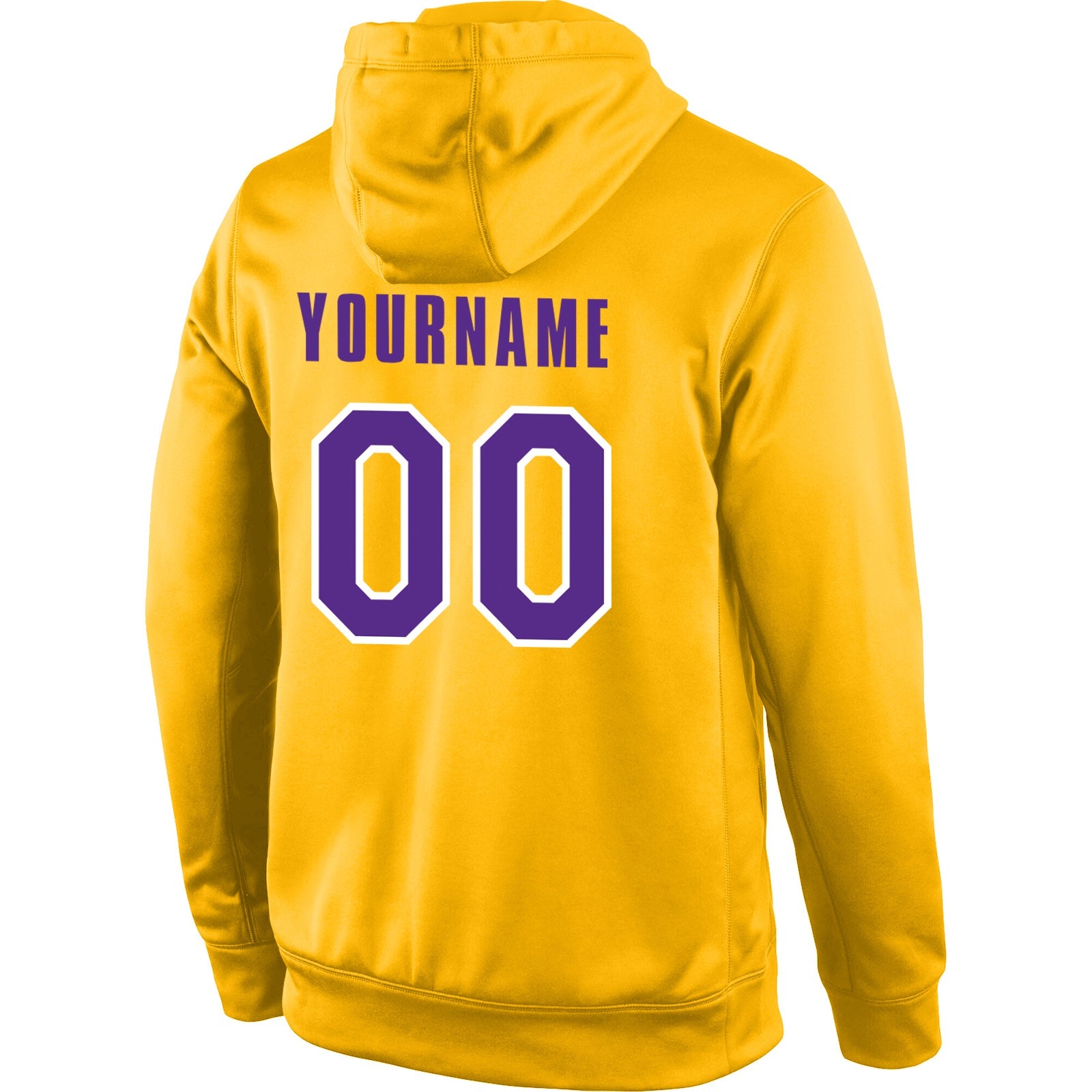 Custom Stitched Gold Purple-White Sports Pullover Sweatshirt Hoodie view 3