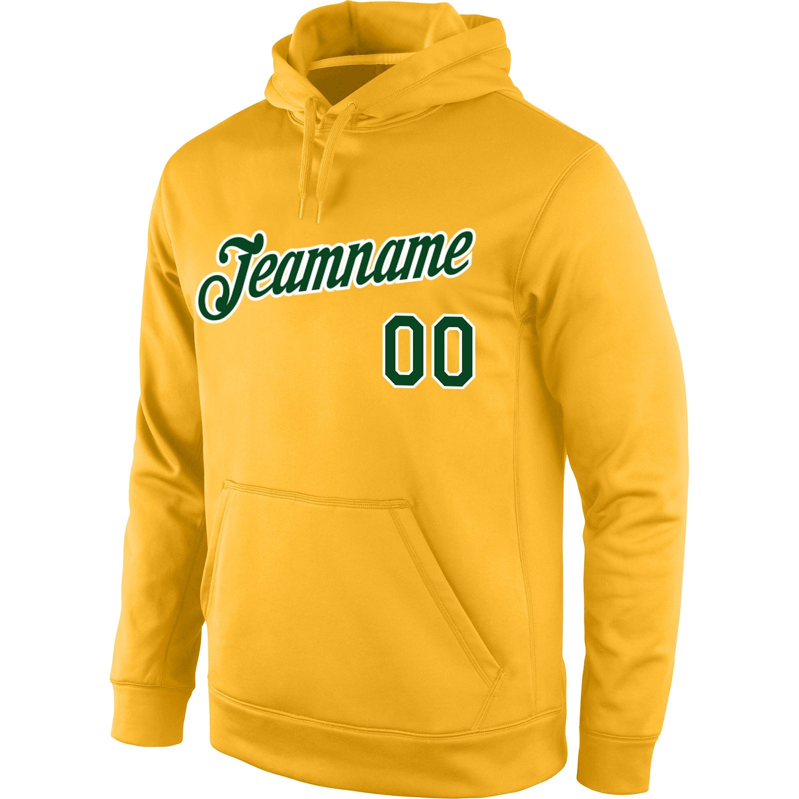 Custom Stitched Gold Green-White Sports Pullover Sweatshirt Hoodie view 2