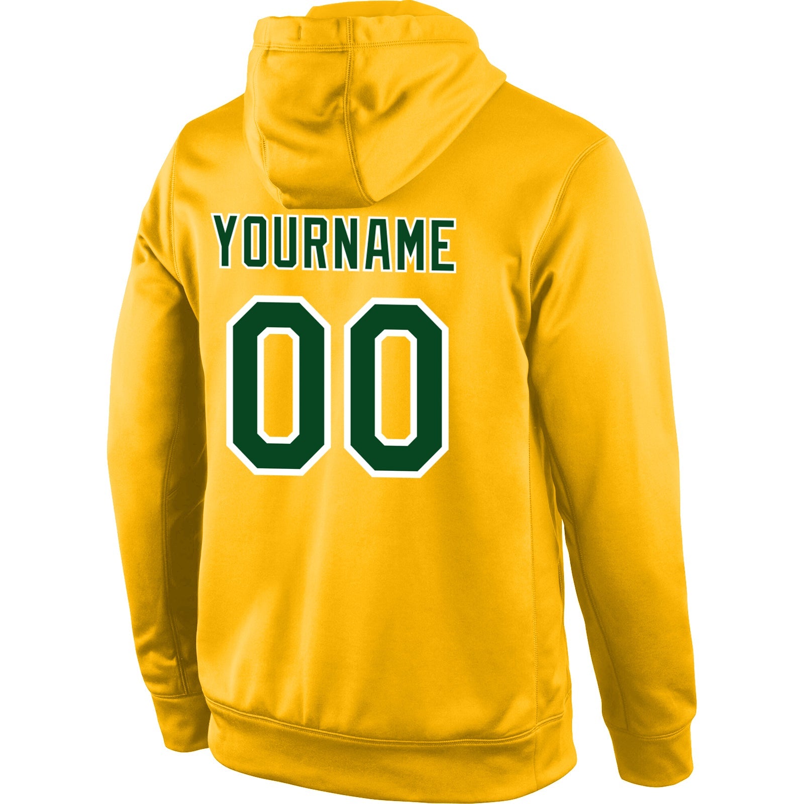 Custom Stitched Gold Green-White Sports Pullover Sweatshirt Hoodie view 3