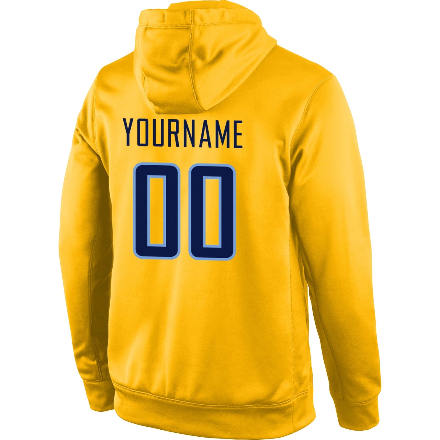 Custom Stitched Gold Navy-Light Blue Sports Pullover Sweatshirt Hoodie view 3