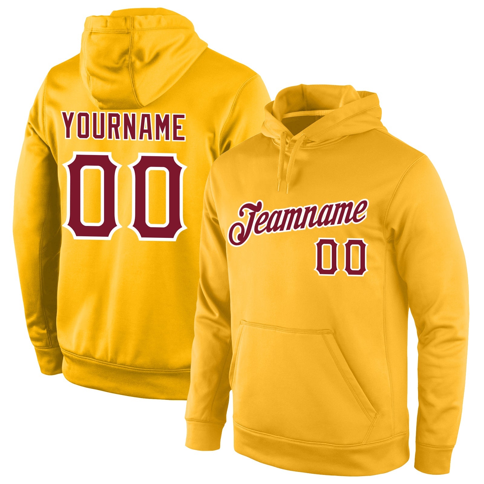 Custom Stitched Gold Crimson-White Sports Pullover Sweatshirt Hoodie - Main View