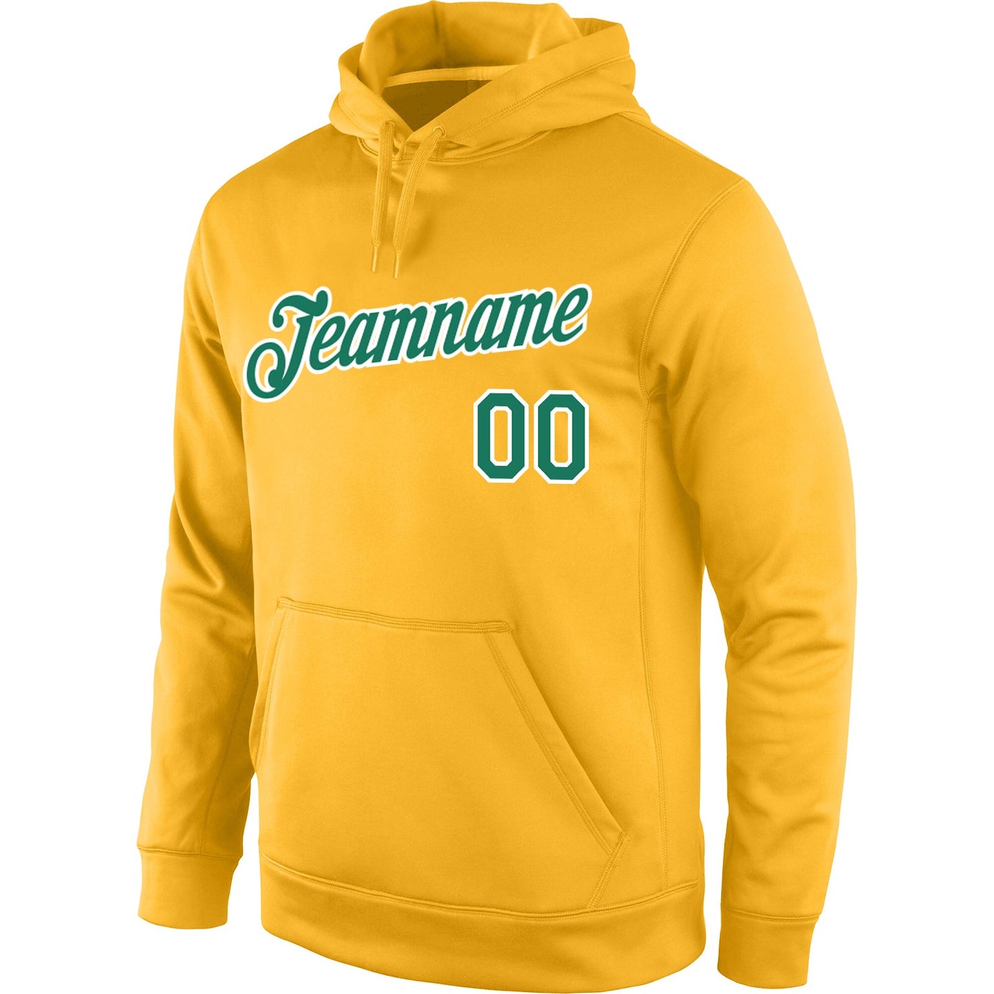 Custom Stitched Gold Kelly Green-White Sports Pullover Sweatshirt Hoodie view 2