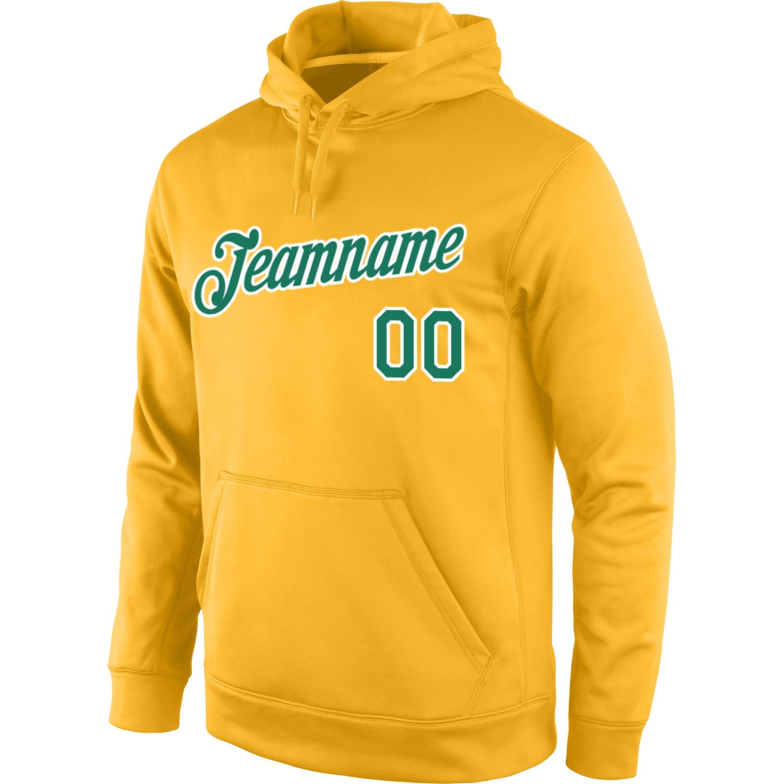 Custom Stitched Gold Kelly Green-White Sports Pullover Sweatshirt Hoodie view 2