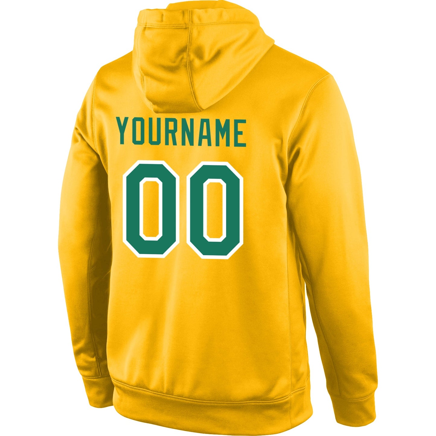 Custom Stitched Gold Kelly Green-White Sports Pullover Sweatshirt Hoodie view 3