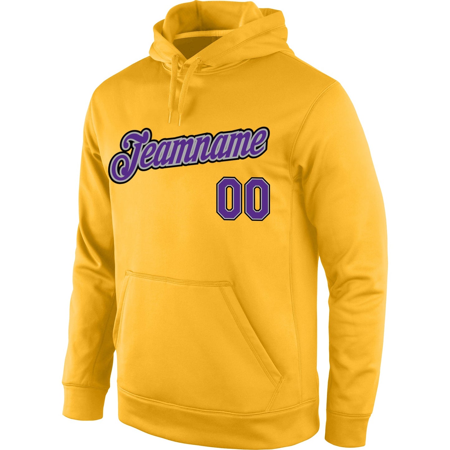Custom Stitched Gold Purple-Gray Sports Pullover Sweatshirt Hoodie view 2