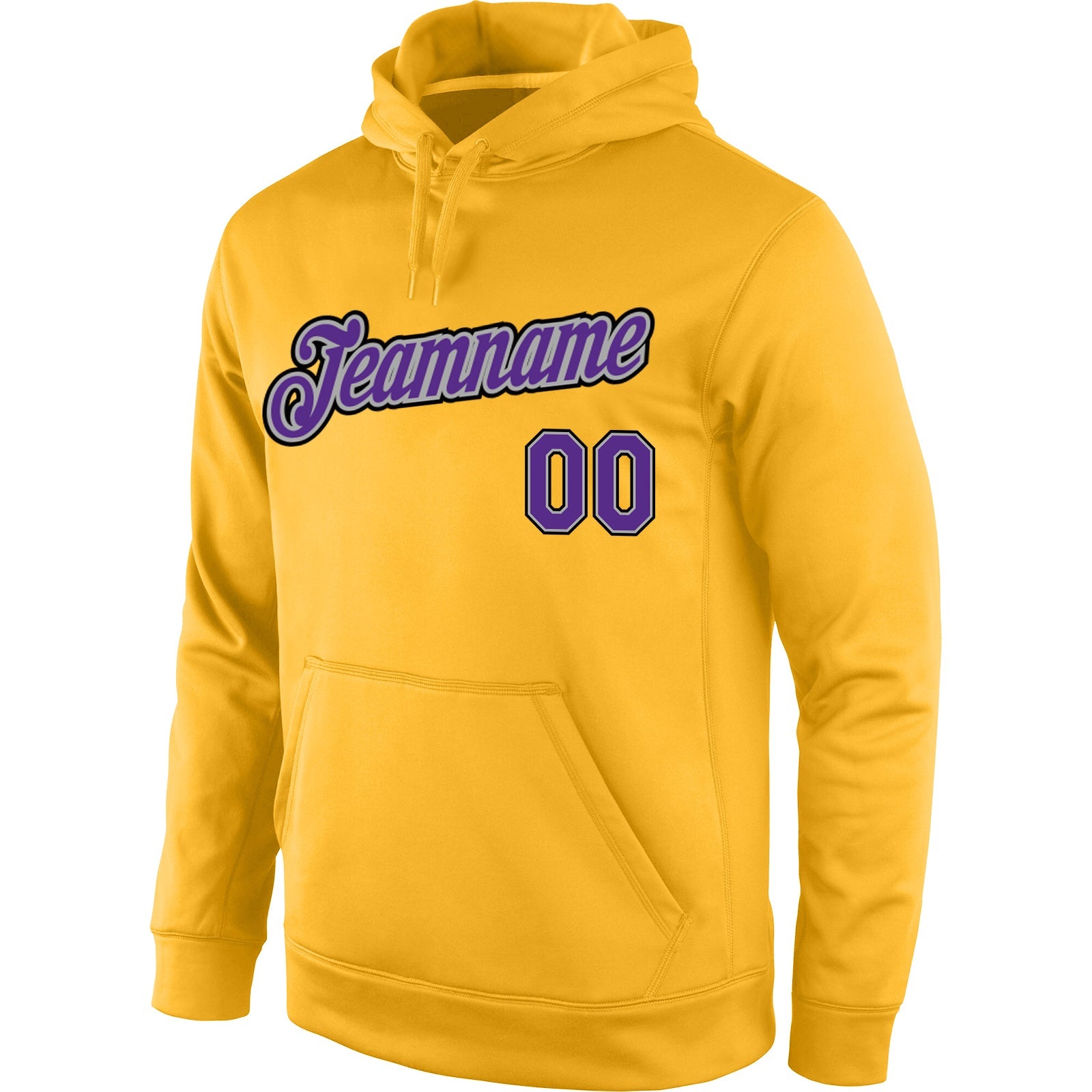 Custom Stitched Gold Purple-Gray Sports Pullover Sweatshirt Hoodie view 2