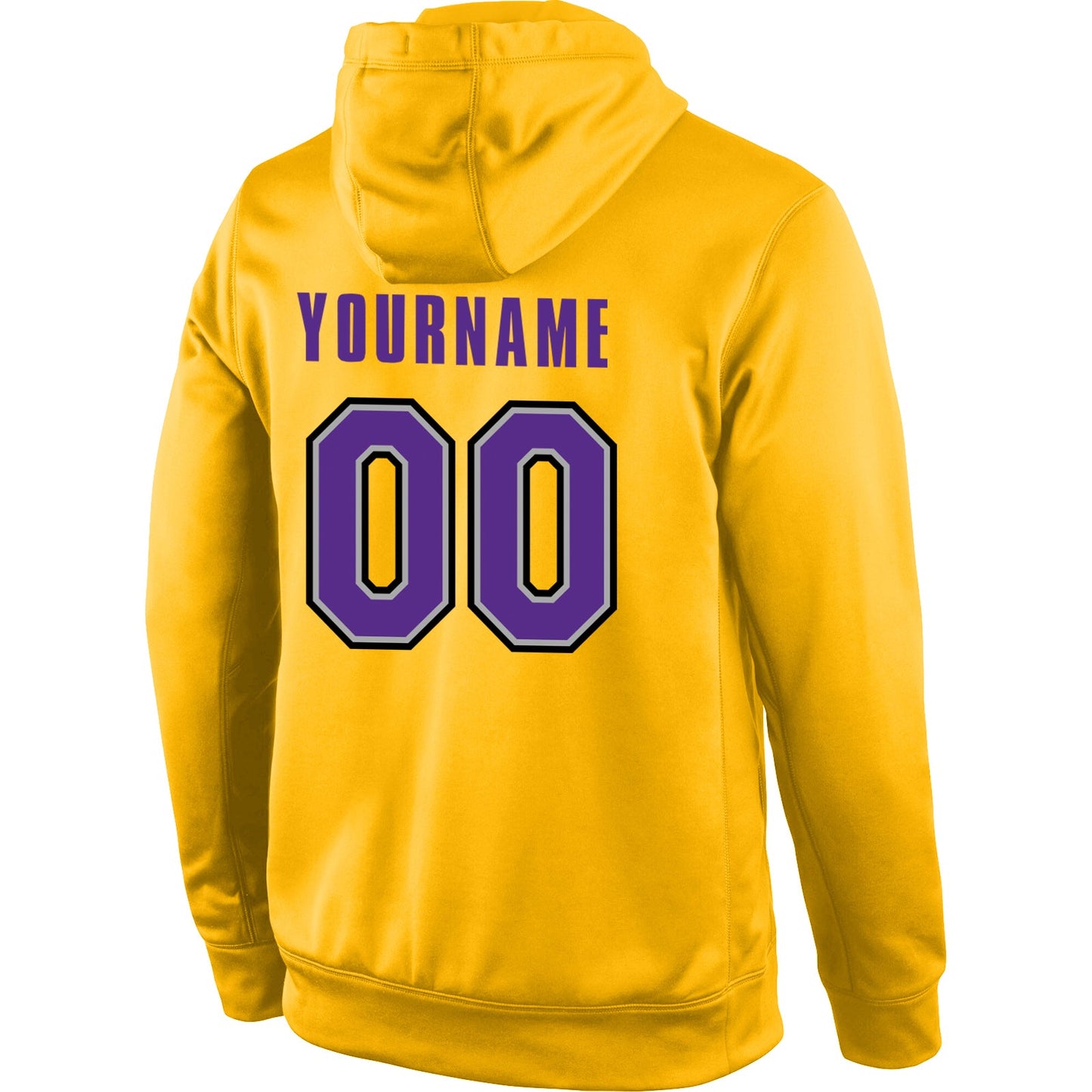 Custom Stitched Gold Purple-Gray Sports Pullover Sweatshirt Hoodie view 3