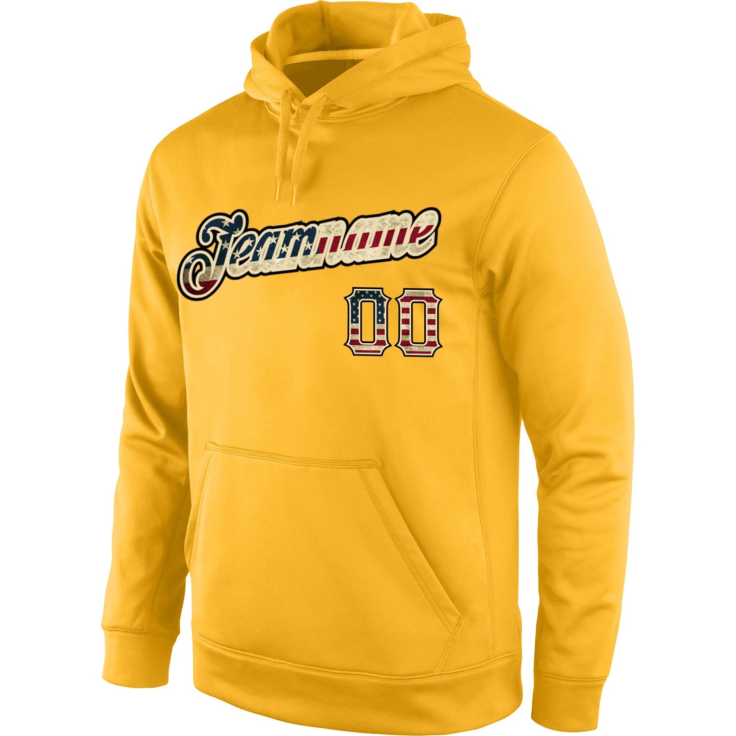 Custom Stitched Gold Vintage USA Flag-Cream Sports Pullover Sweatshirt Hoodie view 2