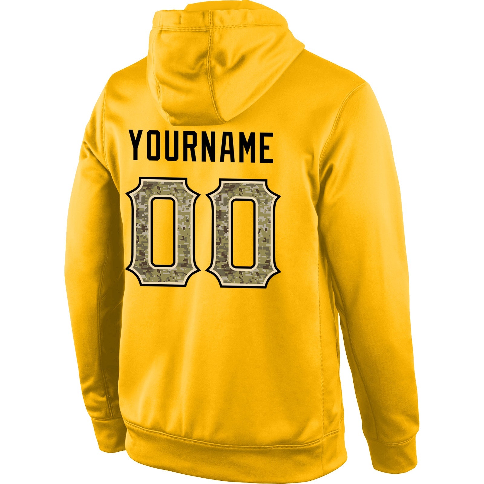 Custom Stitched Gold Camo-Cream Sports Pullover Sweatshirt Hoodie view 3