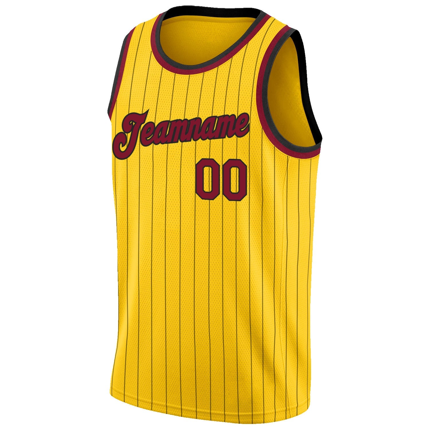 Custom Gold Black Pinstripe Maroon-Black Authentic Basketball Jersey view 5