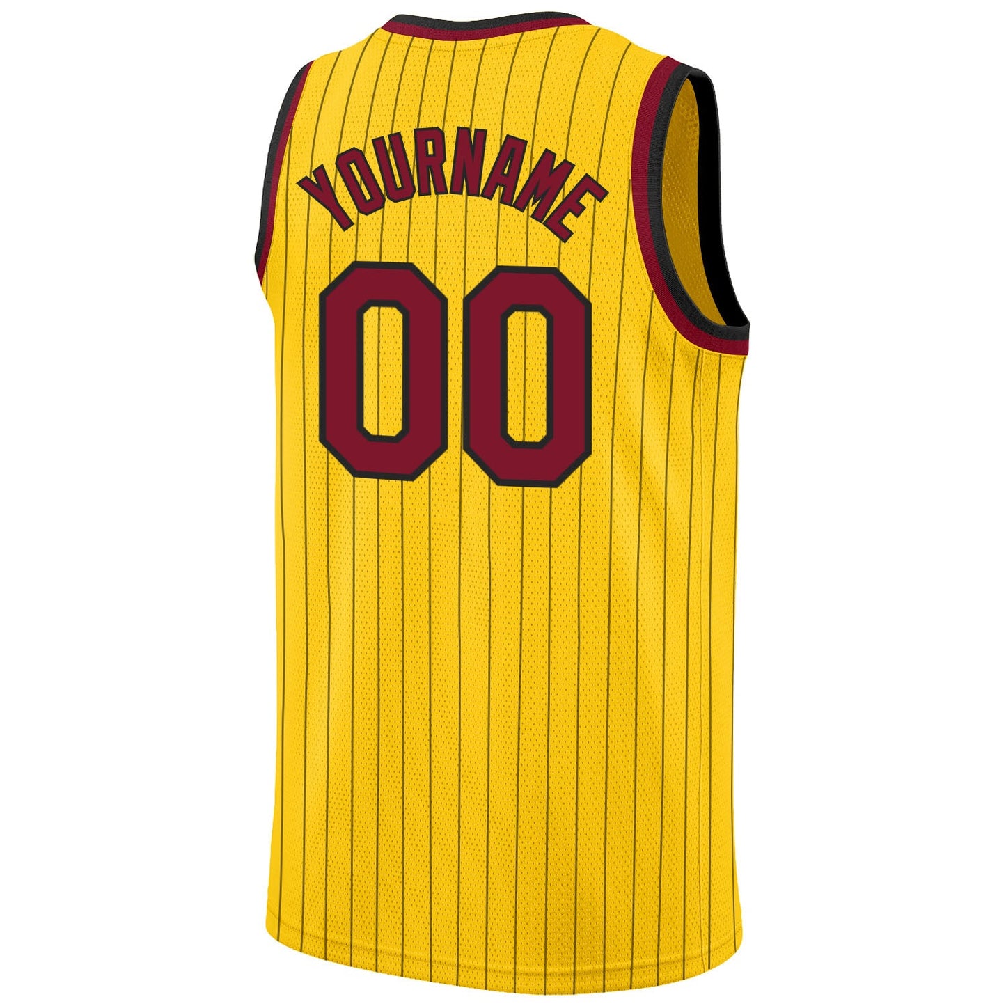 Custom Gold Black Pinstripe Maroon-Black Authentic Basketball Jersey view 6