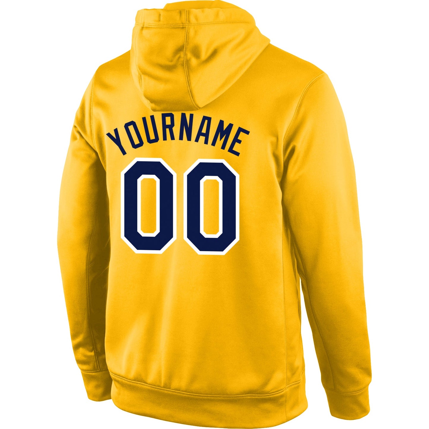 Custom Stitched Gold Navy-White Sports Pullover Sweatshirt Hoodie view 3