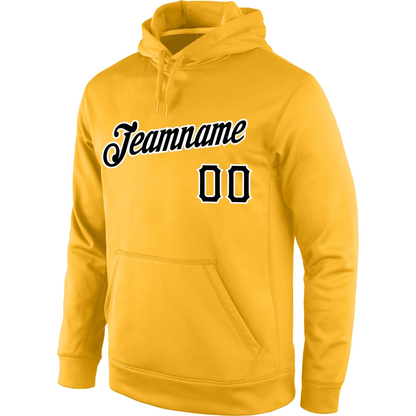 Custom Stitched Gold Black-White Sports Pullover Sweatshirt Hoodie view 2