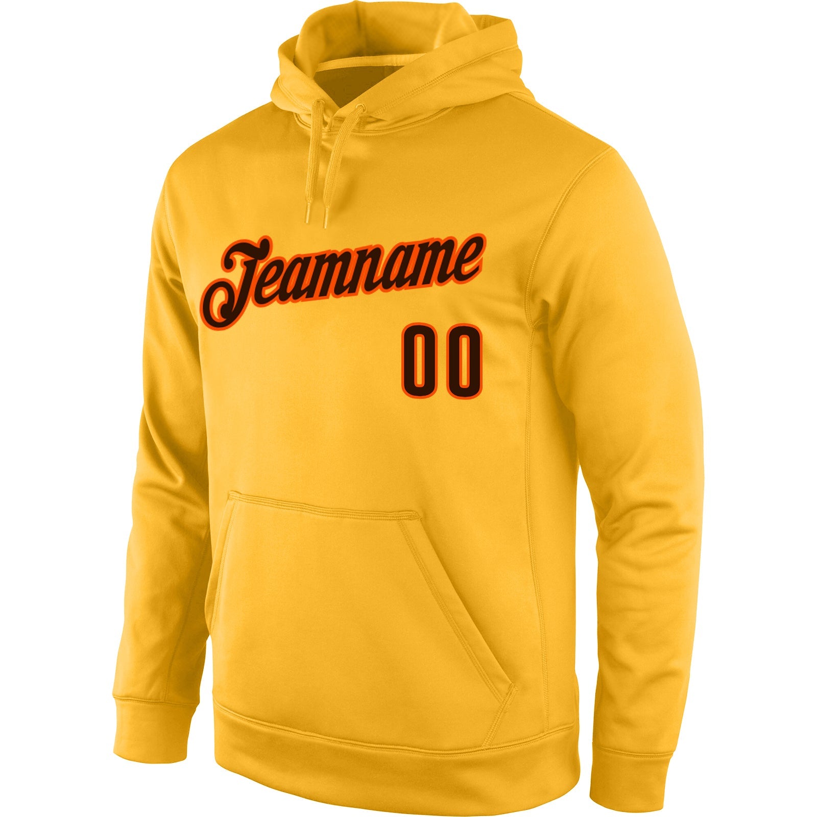 Custom Stitched Gold Brown-Orange Sports Pullover Sweatshirt Hoodie view 2