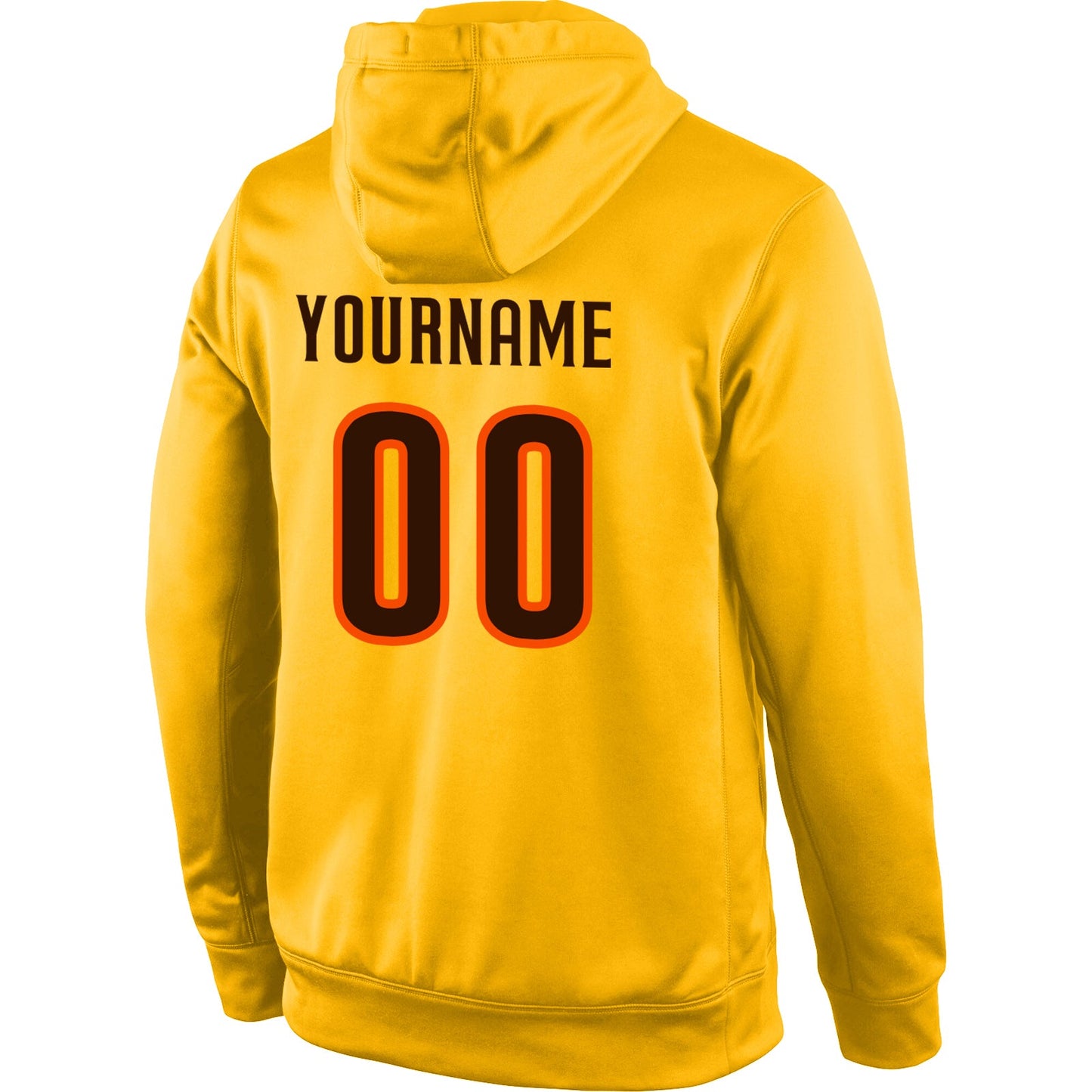 Custom Stitched Gold Brown-Orange Sports Pullover Sweatshirt Hoodie view 3