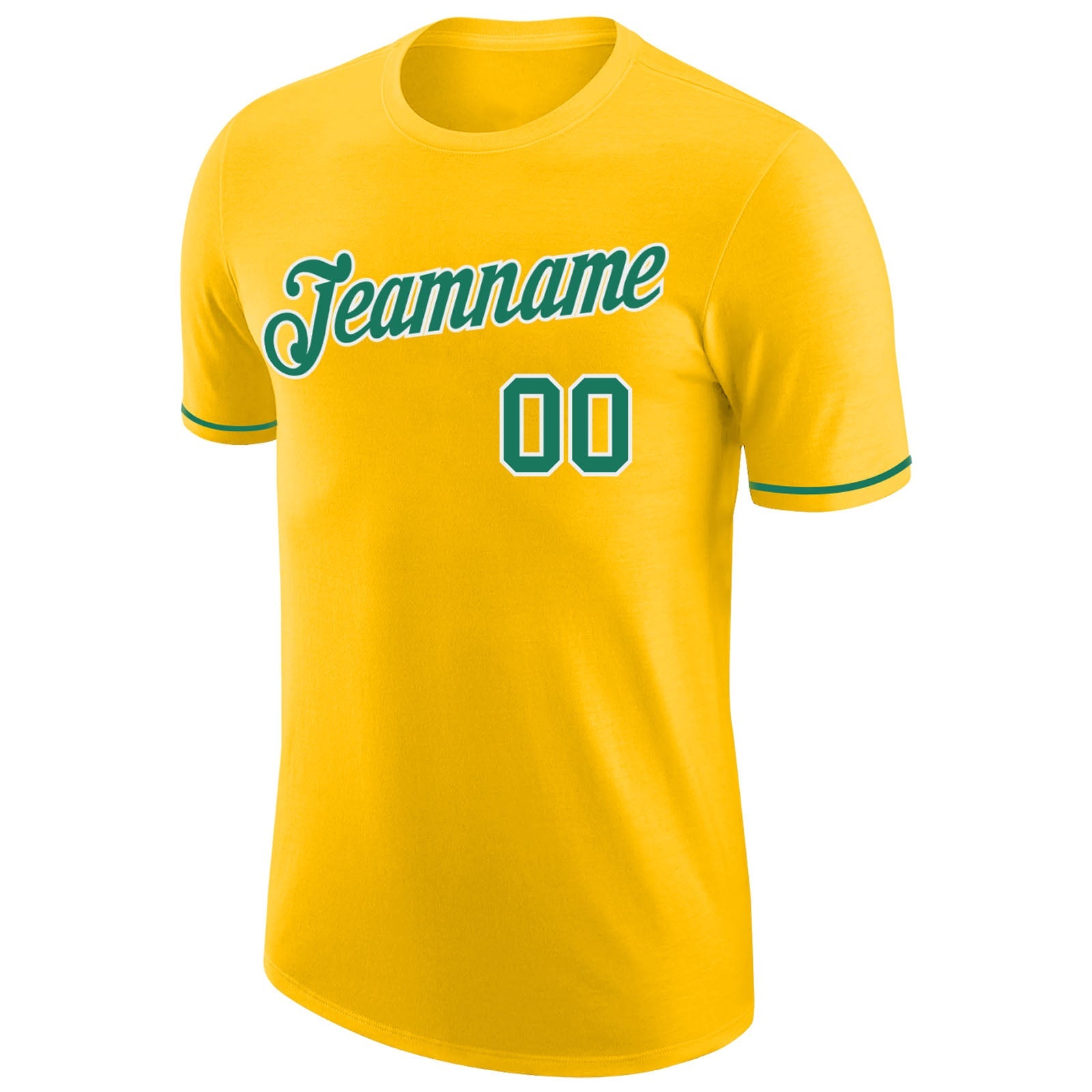 Custom Gold Kelly Green-White Performance T-Shirt view 5