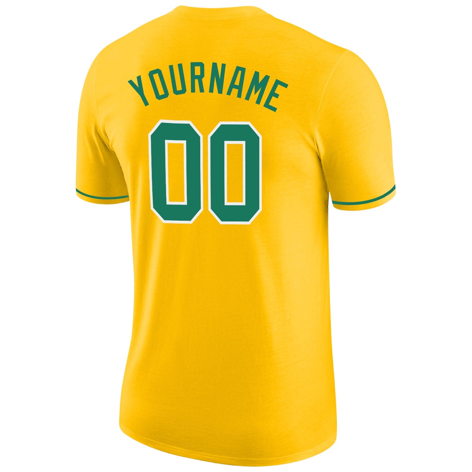 Custom Gold Kelly Green-White Performance T-Shirt view 6