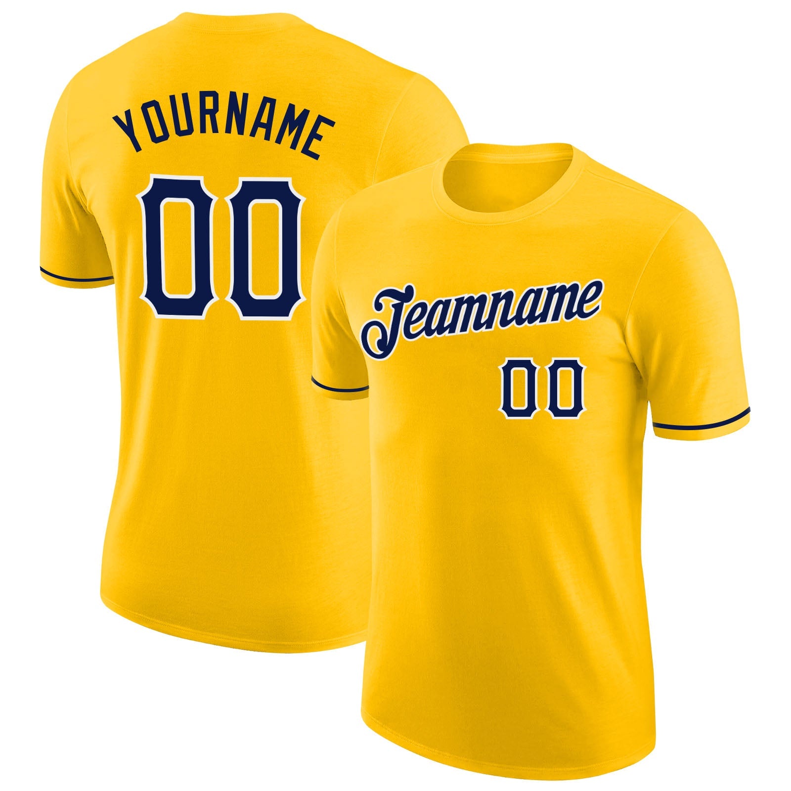 Custom Gold Navy-White Performance T-Shirt - Main View