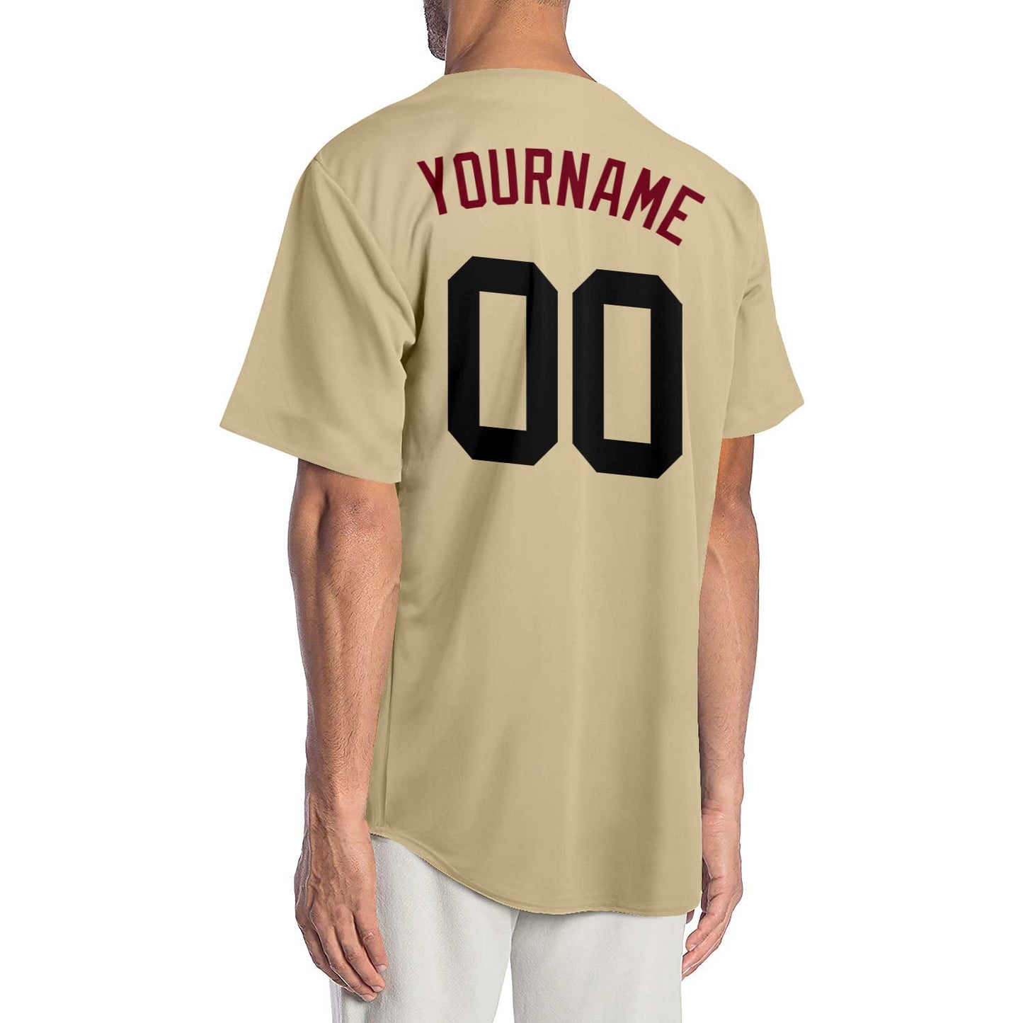 Custom Sand Black-Crimson Authentic Baseball Jersey view 2