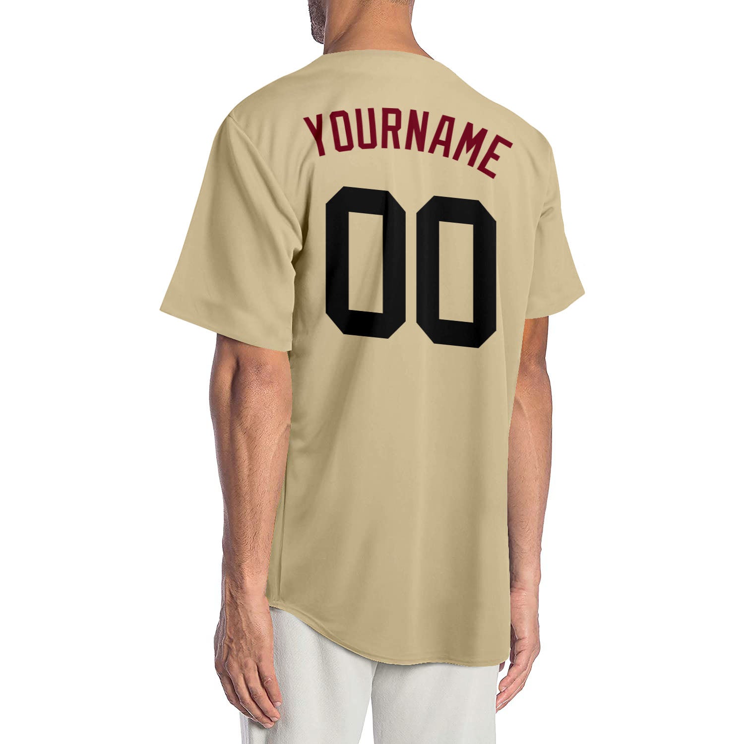 Custom Sand Black-Crimson Authentic Baseball Jersey view 2