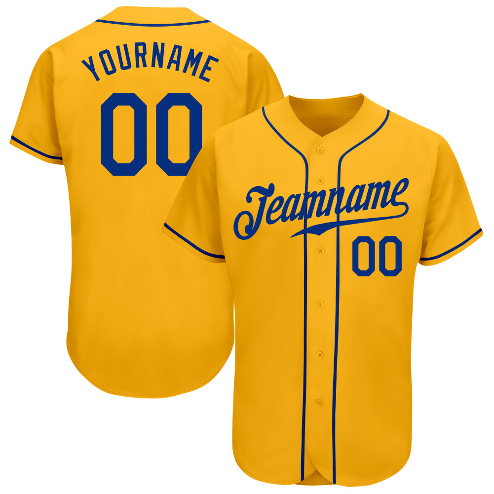Custom Gold Royal Authentic Baseball Jersey - Main View