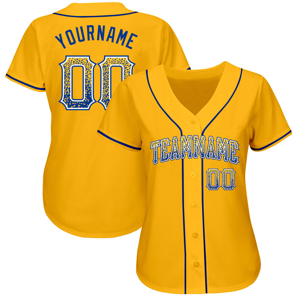 Custom Gold Royal-White Authentic Drift Fashion Baseball Jersey view 2