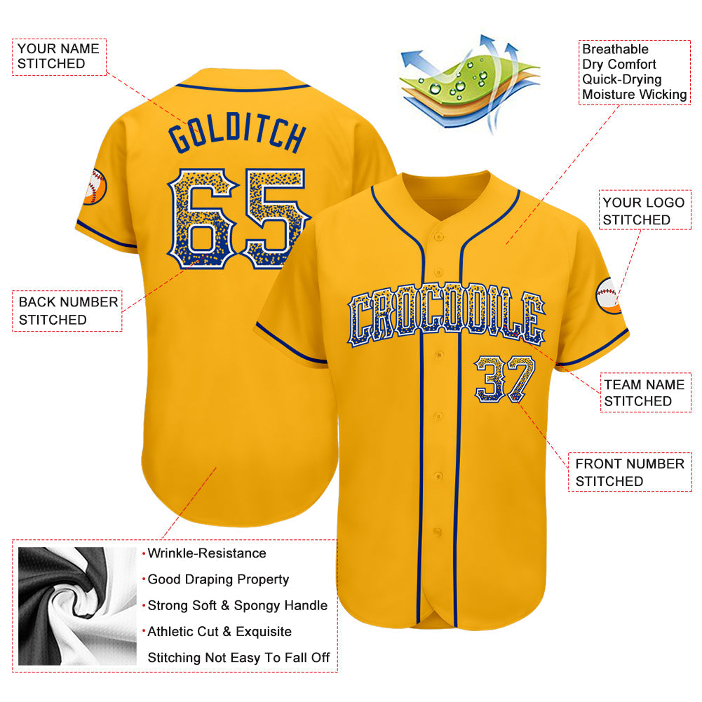 Custom Gold Royal-White Authentic Drift Fashion Baseball Jersey view 3