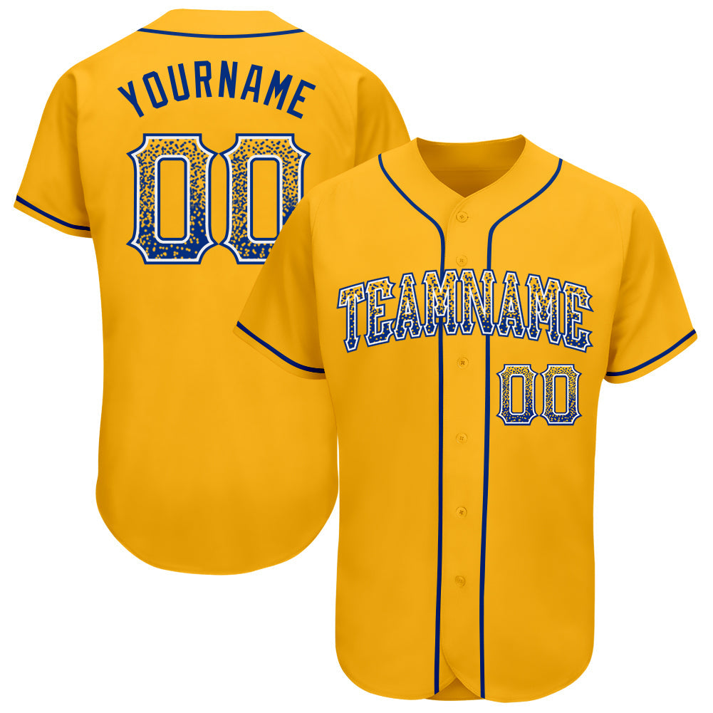 Custom Gold Royal-White Authentic Drift Fashion Baseball Jersey - Main View