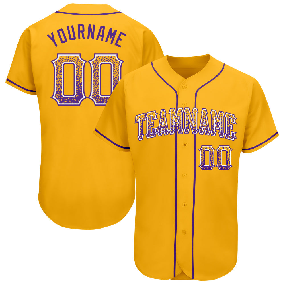 Custom Gold Purple-White Authentic Drift Fashion Baseball Jersey - Main View