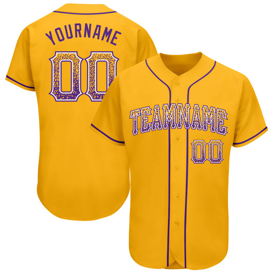 Custom Gold Purple-White Authentic Drift Fashion Baseball Jersey - Main View