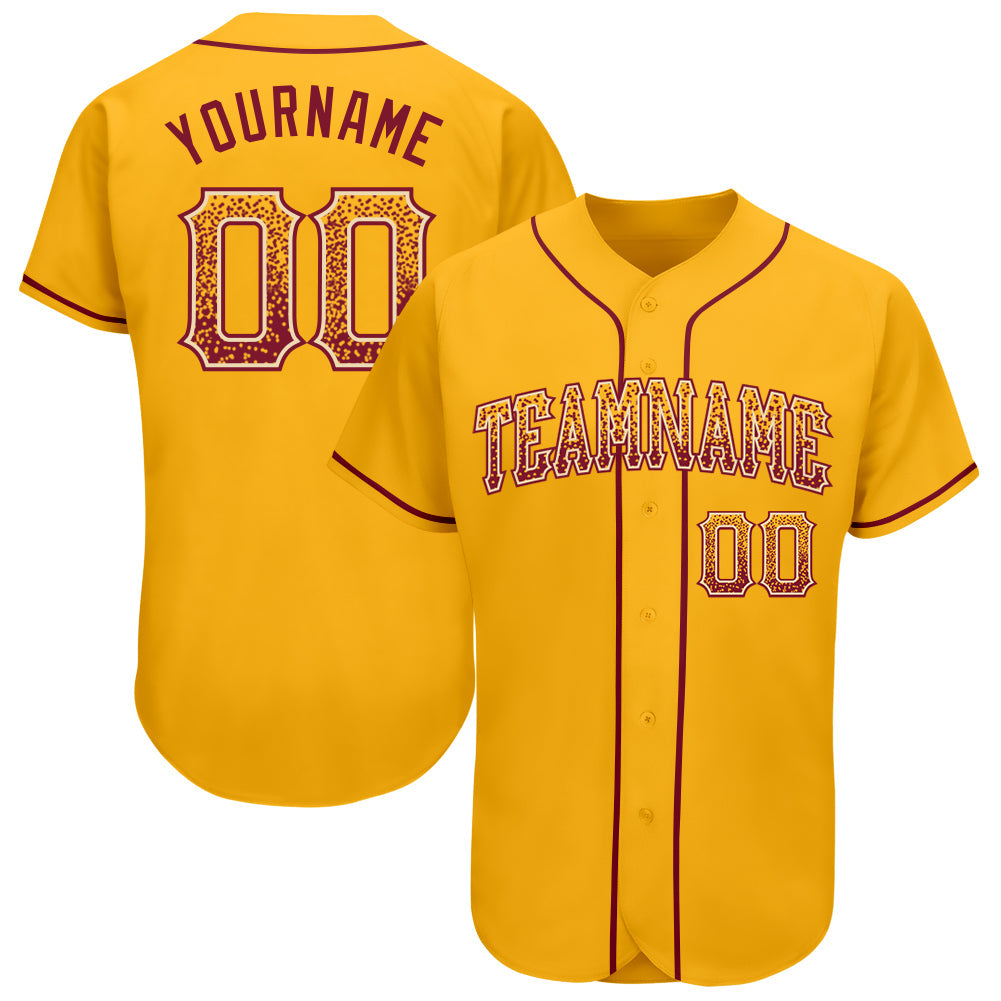 Custom Gold Crimson-Cream Authentic Drift Fashion Baseball Jersey - Main View