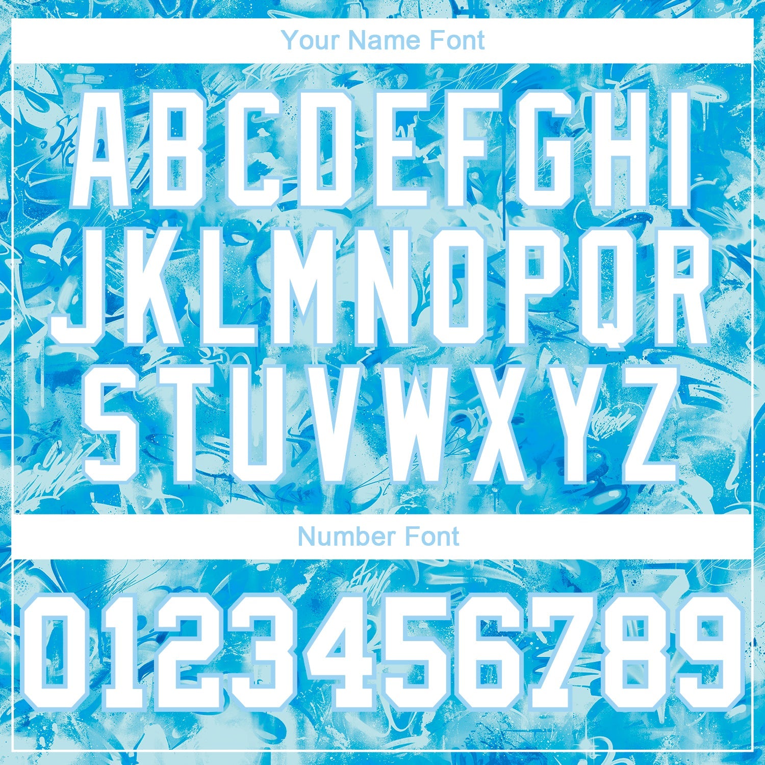 Custom Scratch Graffiti Pattern White-Light Blue 3D Authentic Baseball Jersey view 5