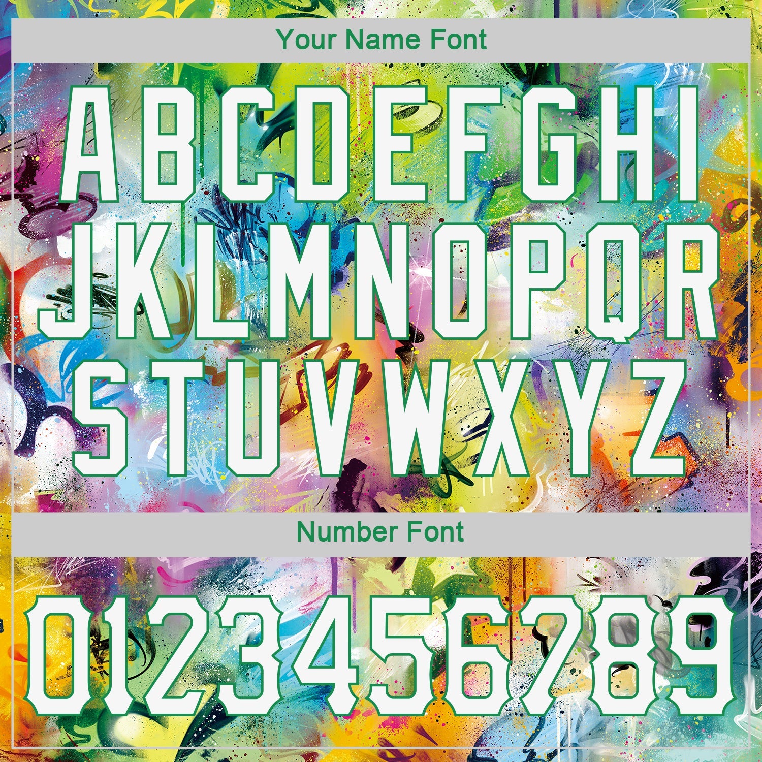 Custom Stitched Graffiti Pattern White-Kelly Green 3D Sports Pullover Sweatshirt Hoodie view 6